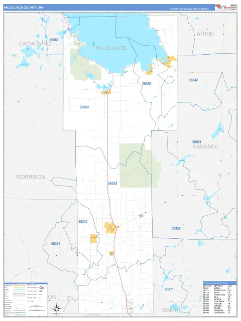 Mille Lacs County, MN map