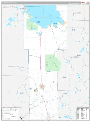Mille Lacs County, MN Classic style ZIP Code wall map