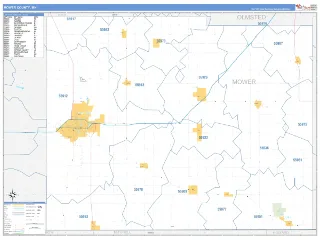 Mower County, MN Business Reference style ZIP Code wall map