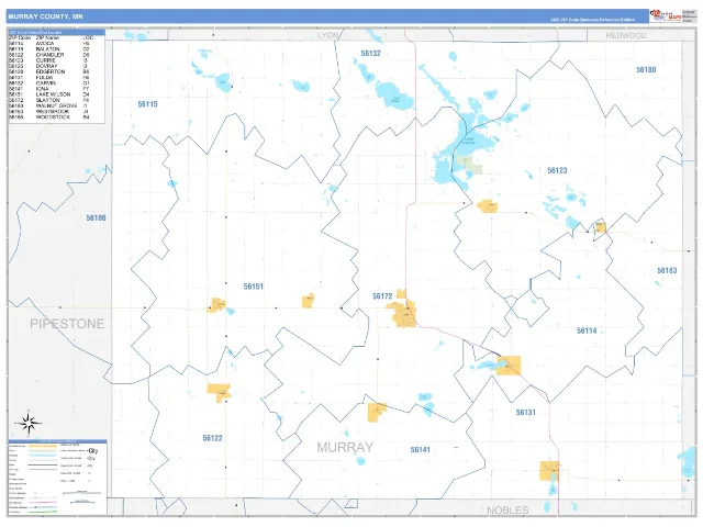 Murray County, MN ZIP Code Wall Map, Business Reference style