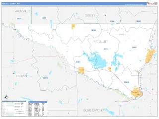 Nicollet County, MN Business Reference style ZIP Code wall map