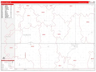Nobles County, MN RedLine style ZIP Code wall map