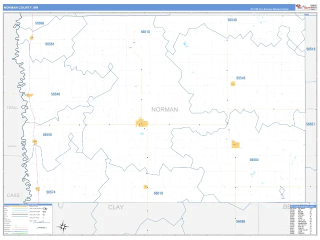 Norman County, MN ZIP Code Wall Map, Business Reference style