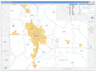 Olmsted County, MN Business Reference style ZIP Code wall map