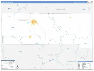 Pennington County, MN Business Reference style ZIP Code wall map