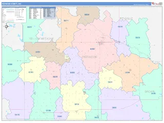 Redwood County, MN ColorCast style ZIP Code wall map