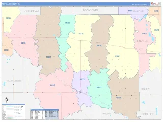 Renville County, MN ColorCast style ZIP Code wall map