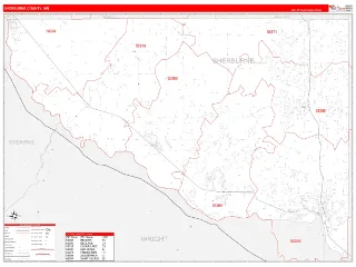 Sherburne County, MN RedLine style ZIP Code wall map