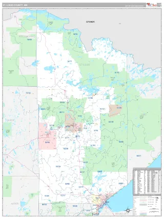 St. Louis County, MN Classic style ZIP Code wall map
