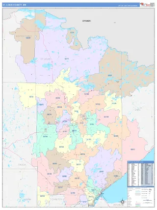 St. Louis County, MN ColorCast style ZIP Code wall map