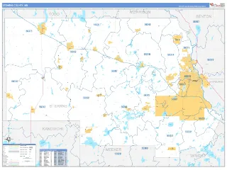 Stearns County, MN Business Reference style ZIP Code wall map