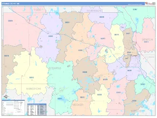 Stearns County, MN ColorCast style ZIP Code wall map