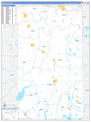Todd County, MN Business Reference style ZIP Code wall map