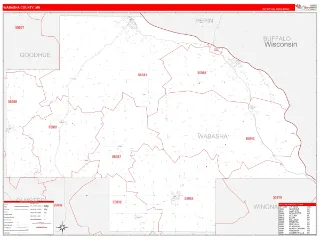 Wabasha County, MN RedLine style ZIP Code wall map
