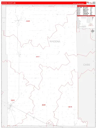 Wadena County, MN RedLine style ZIP Code wall map