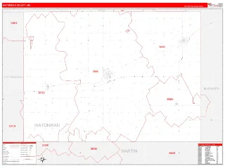 Watonwan County, MN RedLine style ZIP Code wall map