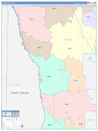 Wilkin County, MN ColorCast style ZIP Code wall map