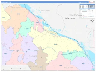 Winona County, MN ColorCast style ZIP Code wall map
