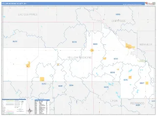 Yellow Medicine County, MN Business Reference style ZIP Code wall map