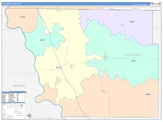 Atchison County, MO ColorCast style ZIP Code wall map