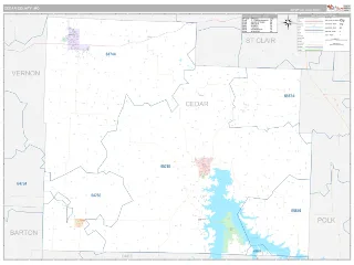 Cedar County, MO Classic style ZIP Code wall map