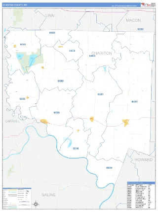 Chariton County, MO Business Reference style ZIP Code wall map