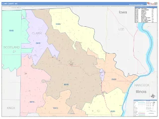 Clark County, MO ColorCast style ZIP Code wall map