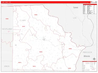 Clark County, MO RedLine style ZIP Code wall map