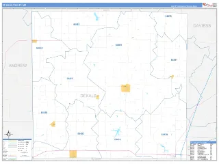 DeKalb County, MO Business Reference style ZIP Code wall map