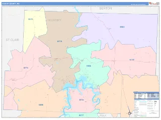 Hickory County, MO ColorCast style ZIP Code wall map