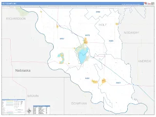 Holt County, MO Business Reference style ZIP Code wall map