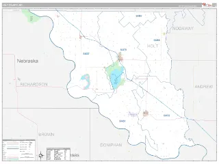 Holt County, MO Classic style ZIP Code wall map