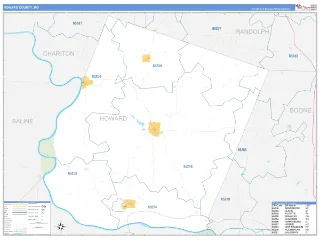 Howard County, MO Business Reference style ZIP Code wall map