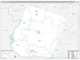 Howard County, MO Classic style ZIP Code wall map