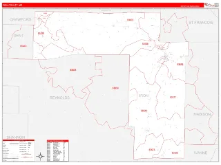 Iron County, MO RedLine style ZIP Code wall map