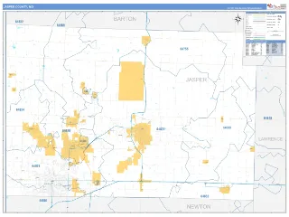 Jasper County, MO Business Reference style ZIP Code wall map