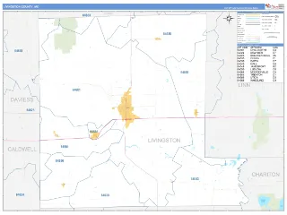 Livingston County, MO Business Reference style ZIP Code wall map