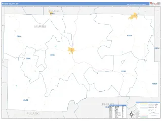 Maries County, MO Business Reference style ZIP Code wall map