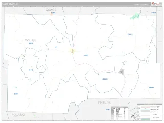 Maries County, MO Classic style ZIP Code wall map