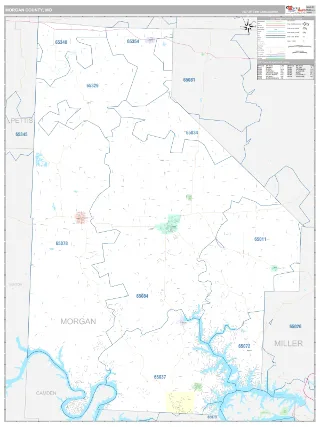 Morgan County, MO Classic style ZIP Code wall map