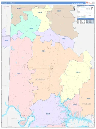 Morgan County, MO ColorCast style ZIP Code wall map