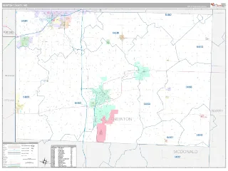 Newton County, MO Classic style ZIP Code wall map
