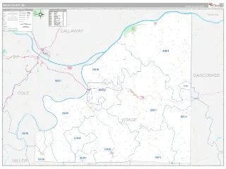 Osage County, MO Classic style ZIP Code wall map