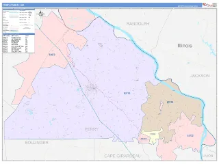Perry County, MO ColorCast style ZIP Code wall map