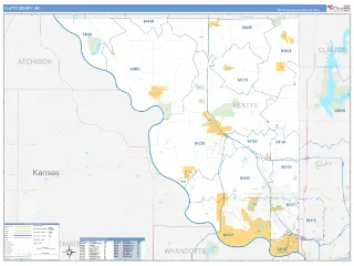 Platte County, MO Business Reference style ZIP Code wall map