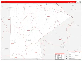 Ralls County, MO RedLine style ZIP Code wall map