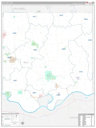 Ray County, MO Classic style ZIP Code wall map