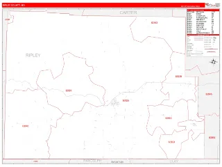 Ripley County, MO RedLine style ZIP Code wall map