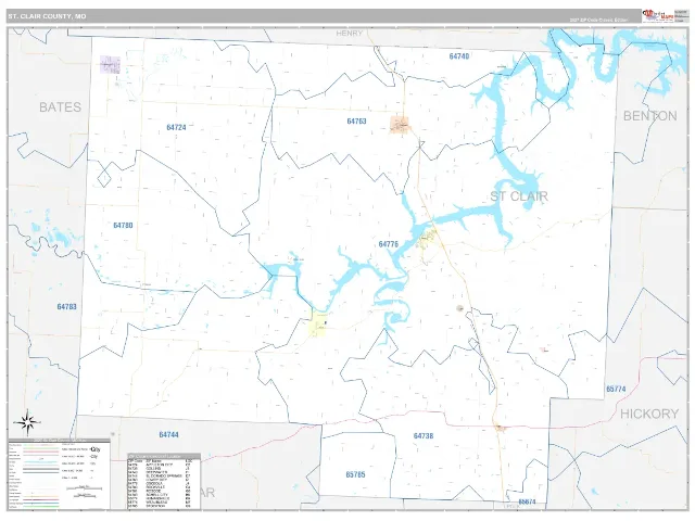 St. Clair County, MO ZIP Code Wall Map, Classic style