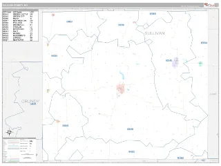 Sullivan County, MO Classic style ZIP Code wall map